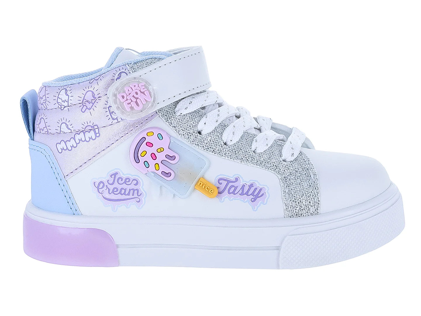 Tenis New Boys Blanco Lila y Azul para Niña