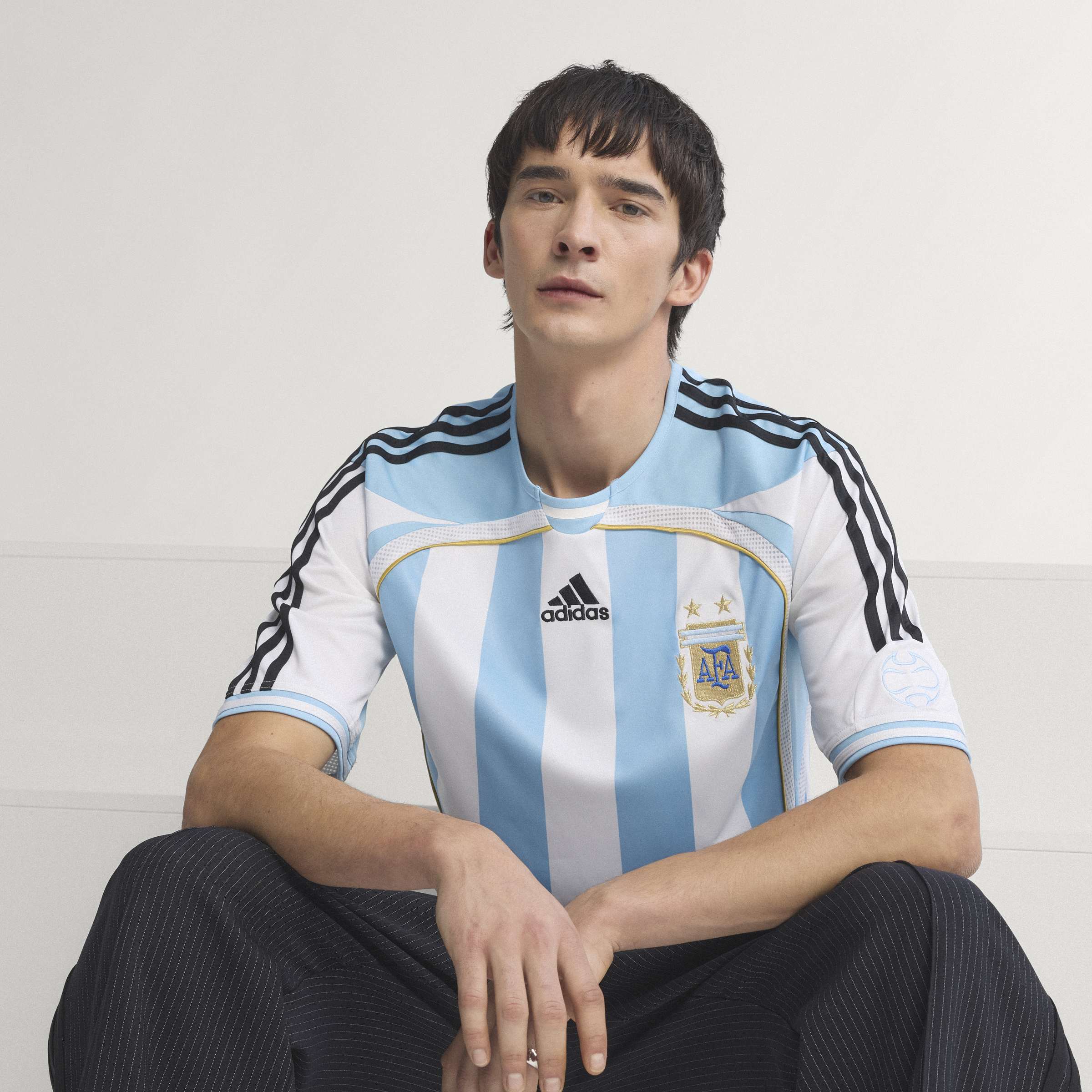 adidas Argentina Home Mens Soccer Jersey 2006 White Blue