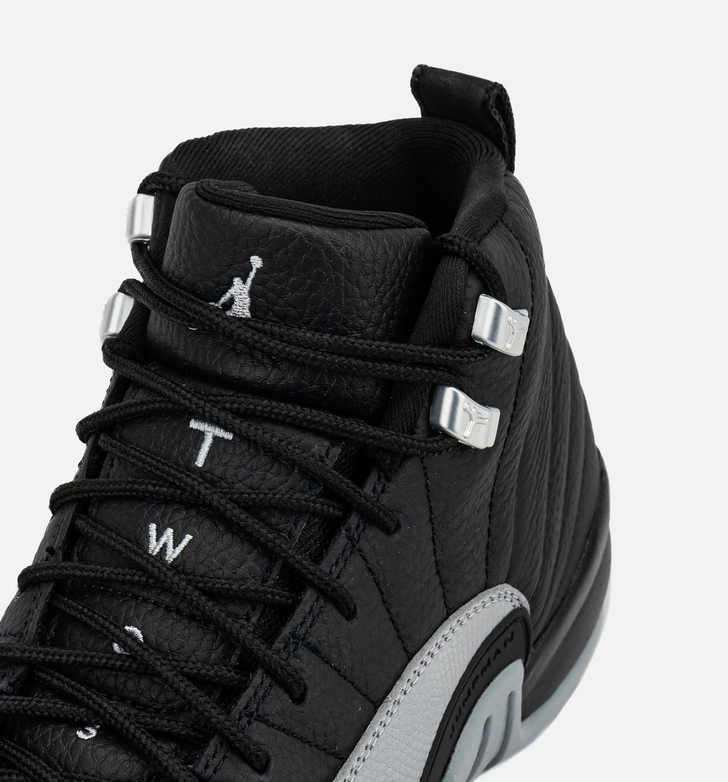 Air Jordan 12 Retro Black And Wolf Grey Grade School Lifestyle Shoe Black Wolf Grey White
