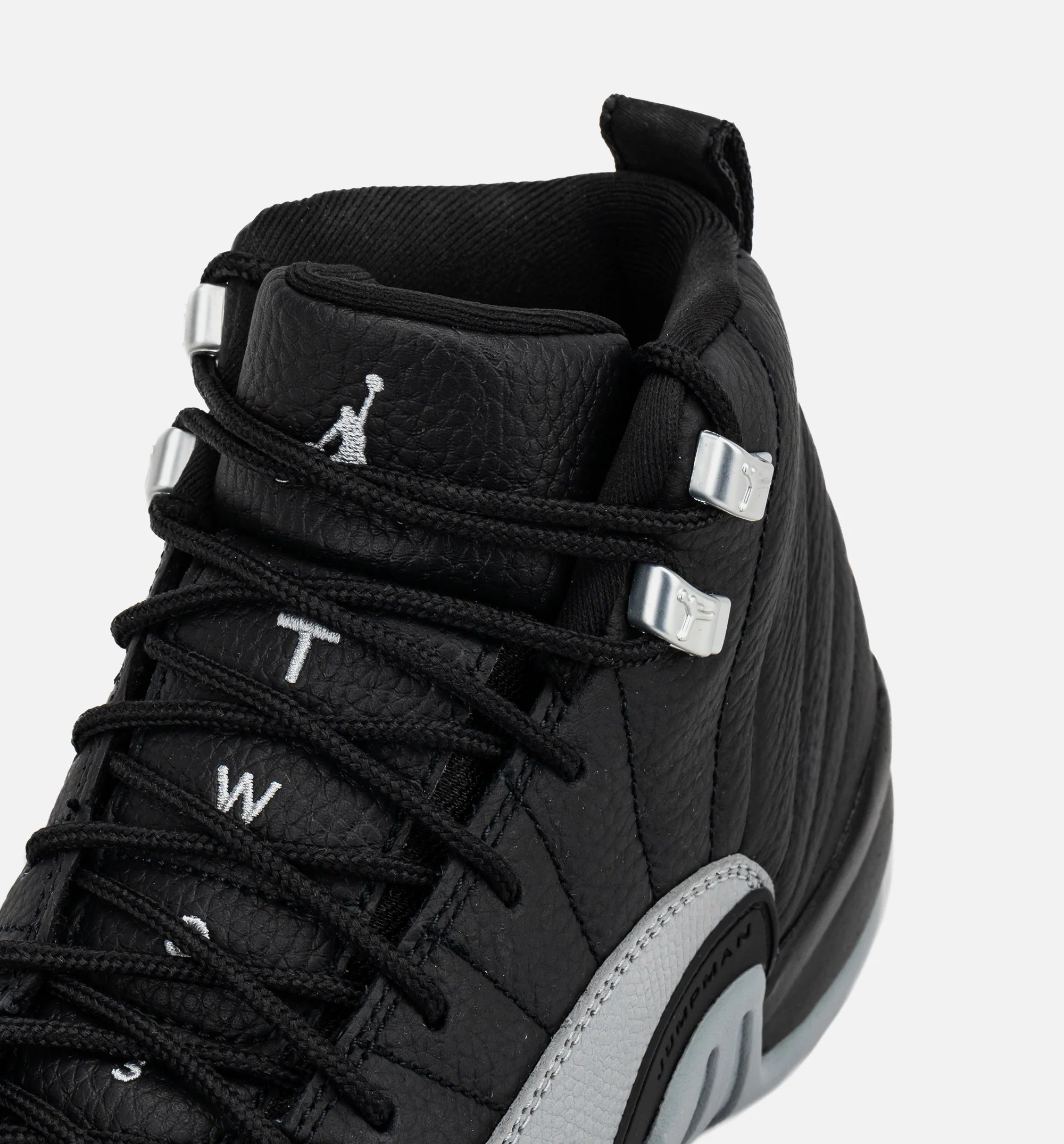 Air Jordan 12 Retro Black And Wolf Grey Grade School Lifestyle Shoe Black Wolf Grey White