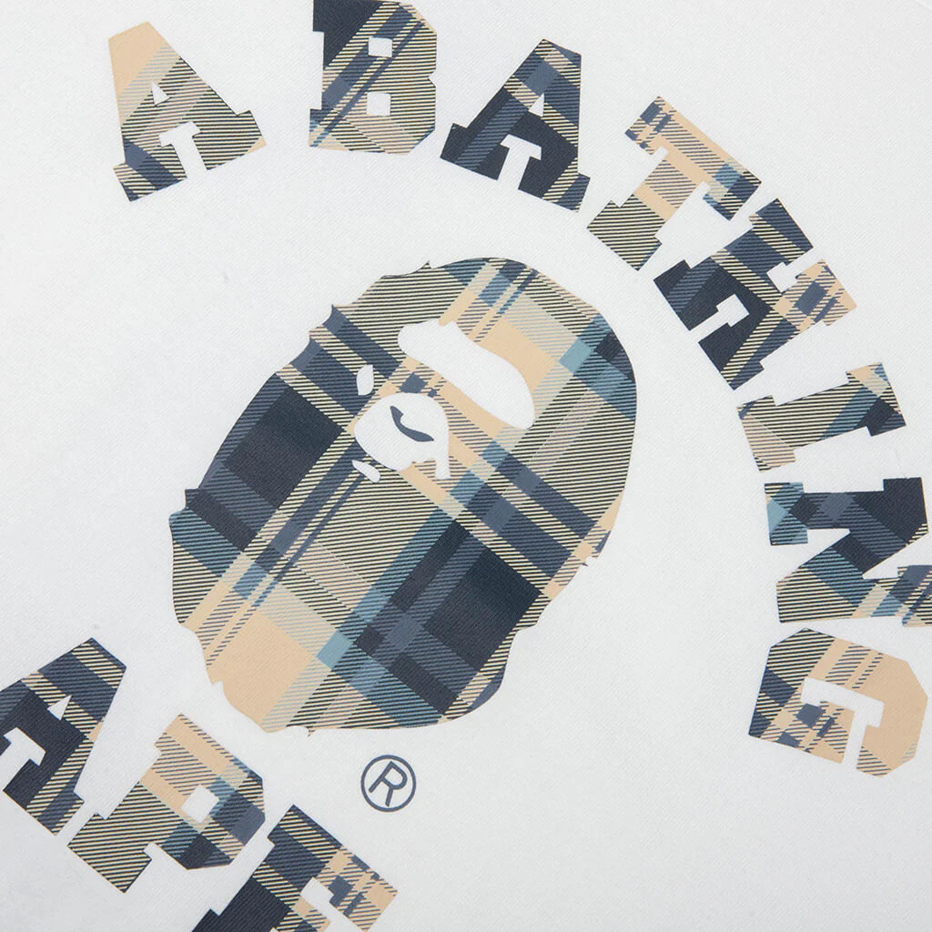 BAPE Check College Tee White Blue