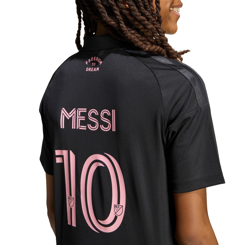 adidas Inter Miami CF Away Messi Youth Soccer Jersey 26 27 Black Pink
