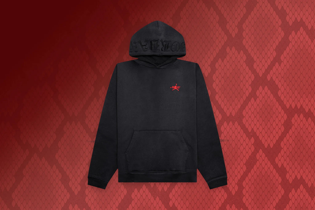 Awake NY x Jordan Fleece Hoodie Black Sail University Red