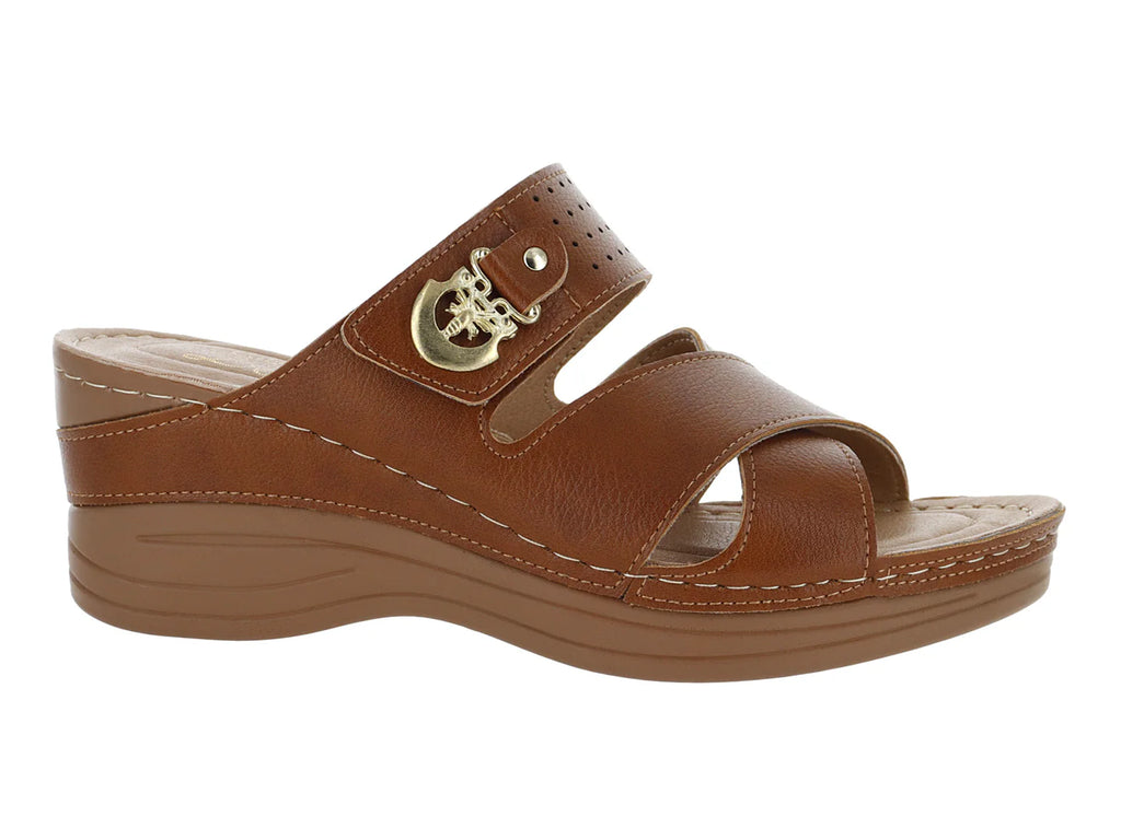 Sandalias Confort Mas Descanso Color Coñac para Mujer