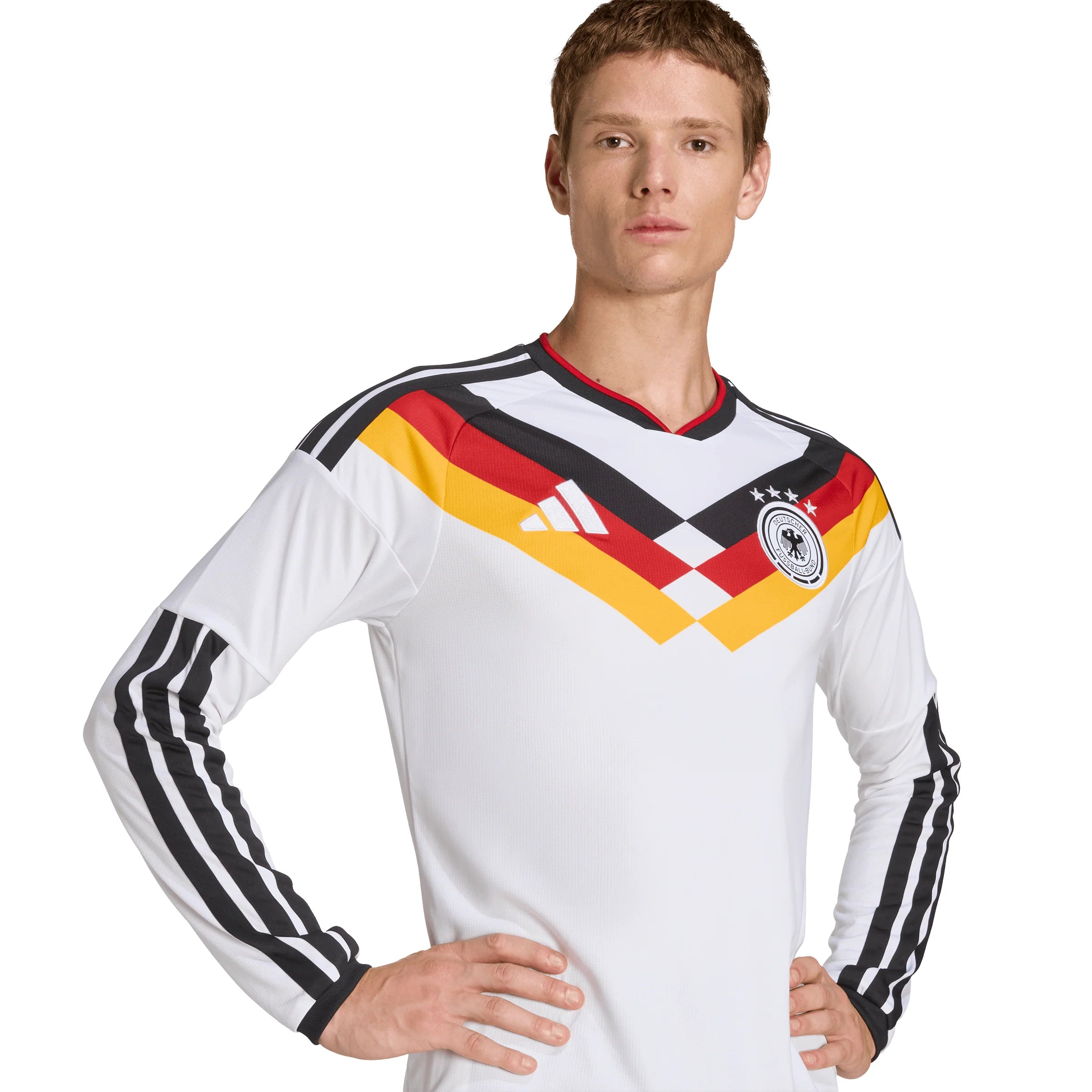 adidas Germany Home Long Sleeve Mens Soccer Jersey 26 White