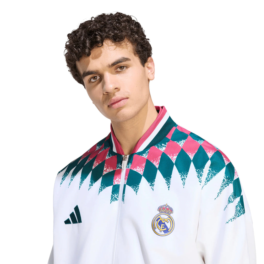 adidas Real Madrid Stadium Mens Soccer Track Top White Black
