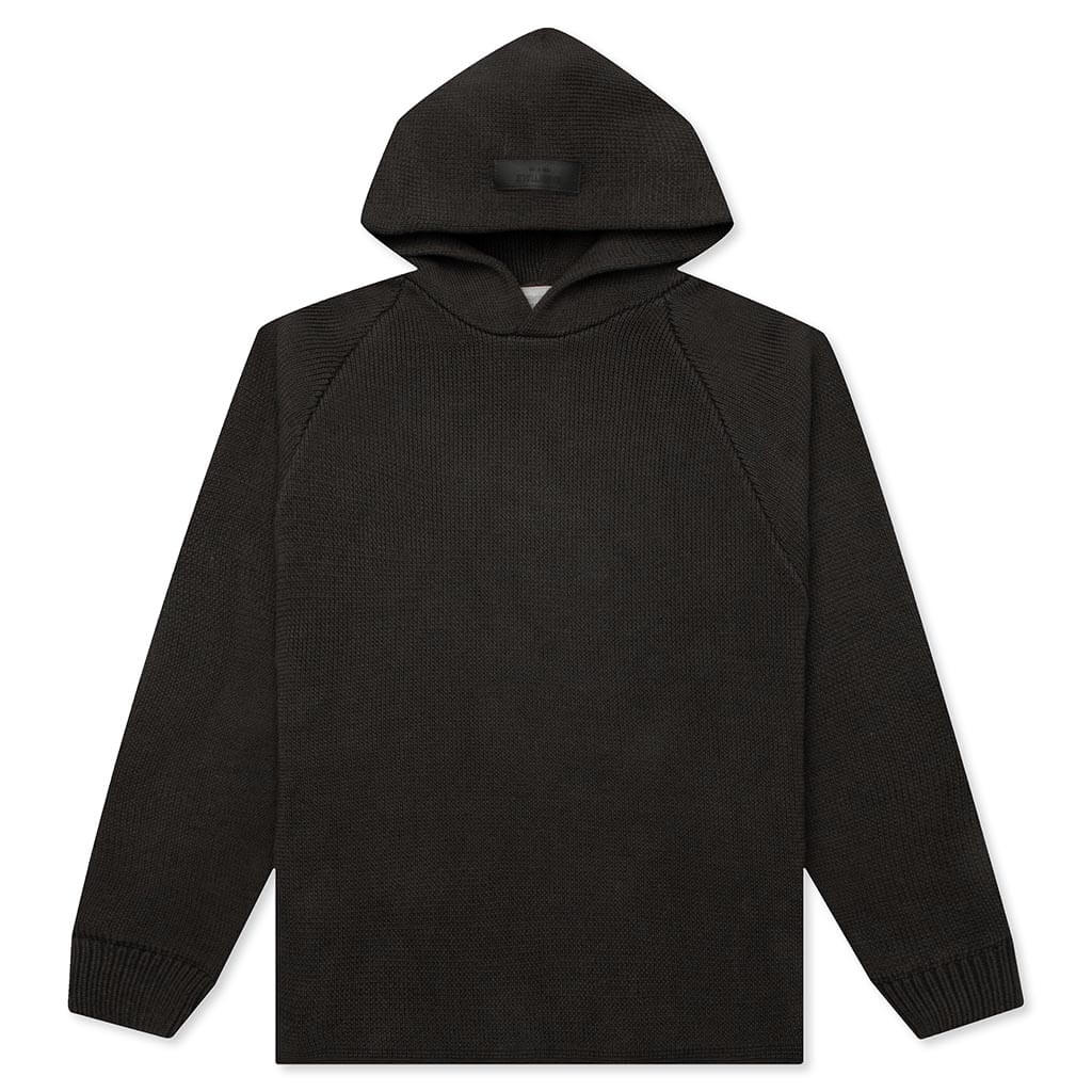 Kids Knit Hoodie Off Black