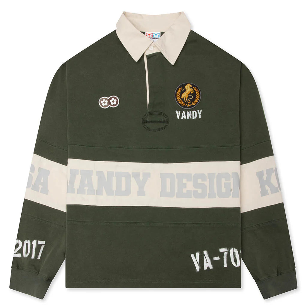 Vintage Washed L S Rugby Green
