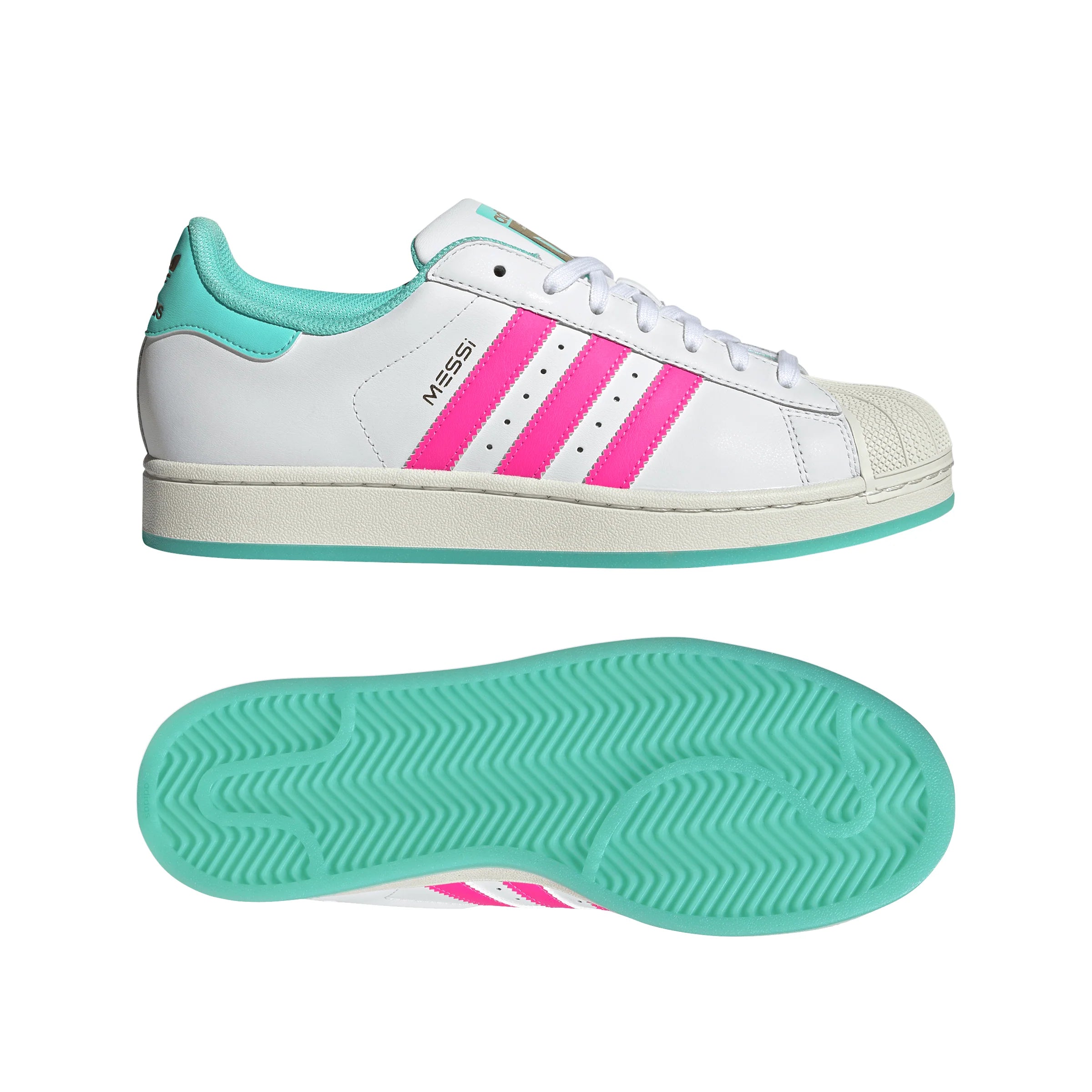 adidas Superstar Messi Mens Soccer Shoes White Pink Aqua