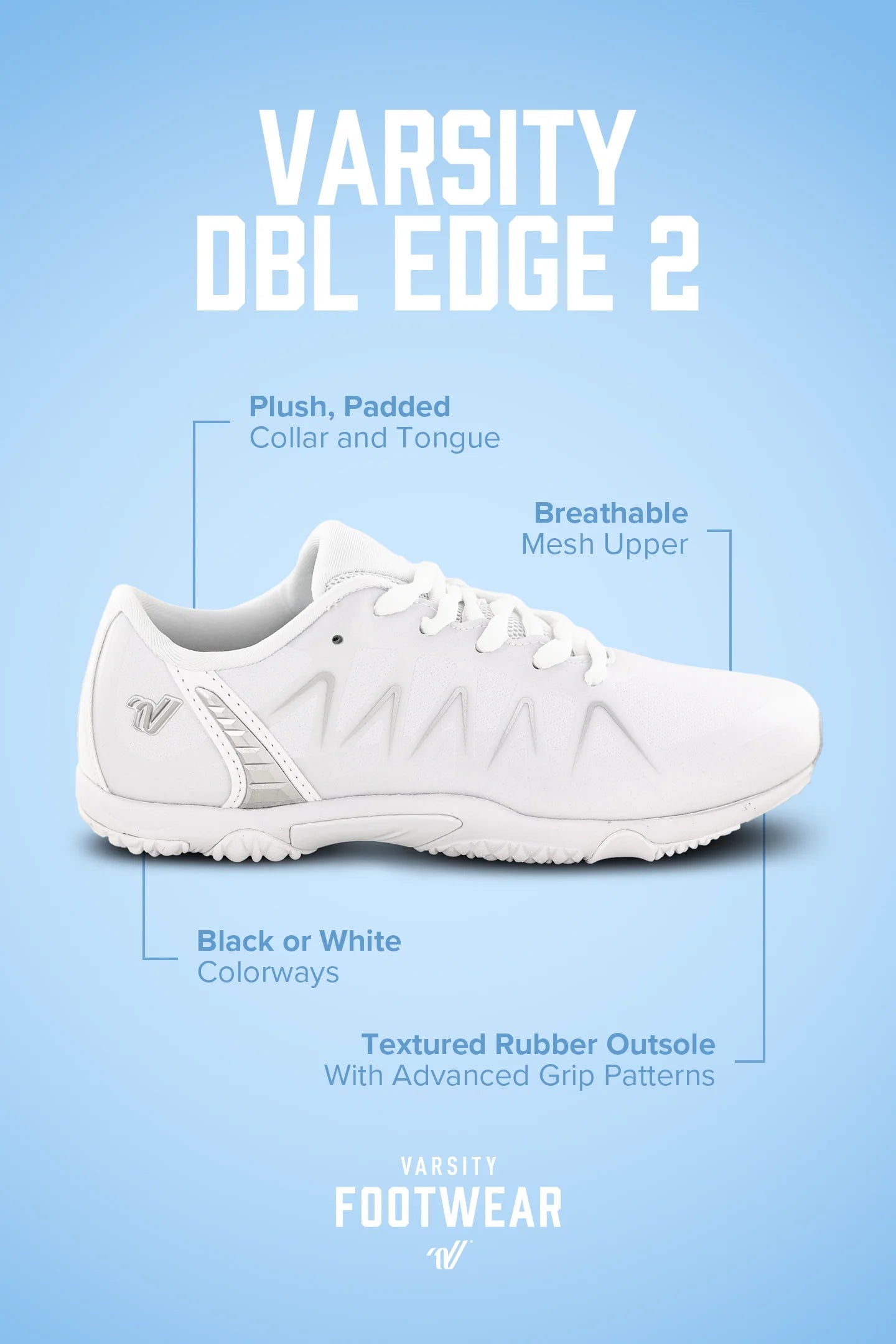 Varsity DBL EDGE 2 White Cheer Shoes