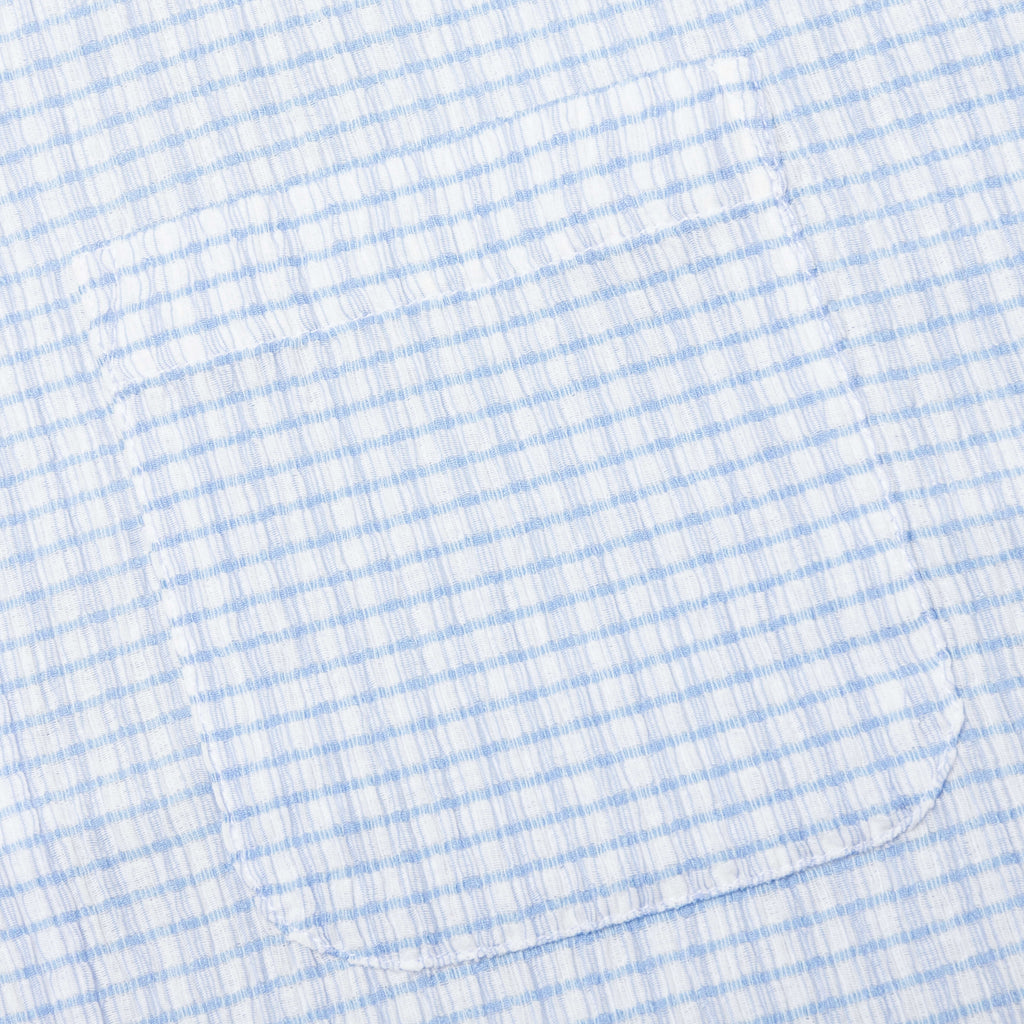 Flat Bottom Crinkled Shirt Blue Check