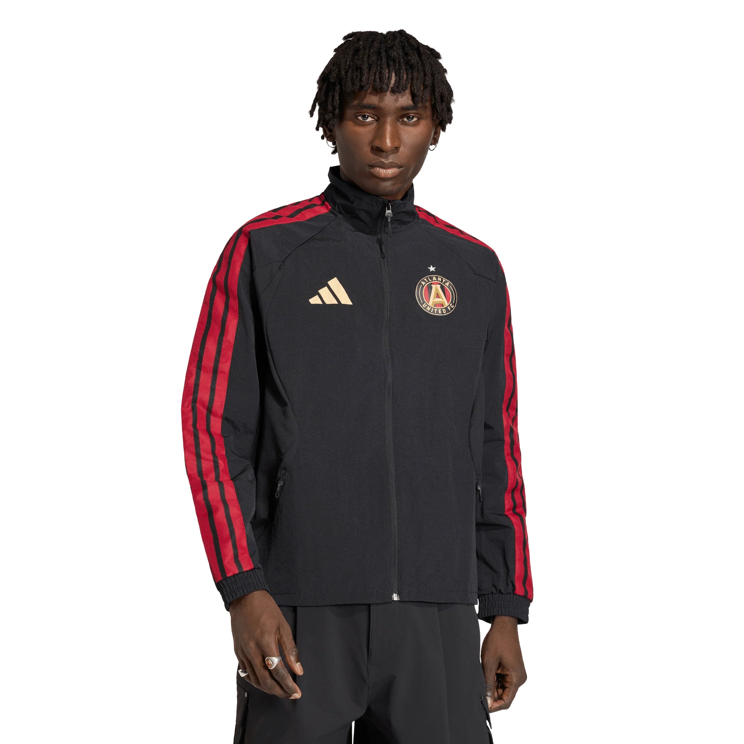 adidas Atlanta United FC Anthem Mens Soccer Jacket Black Gold