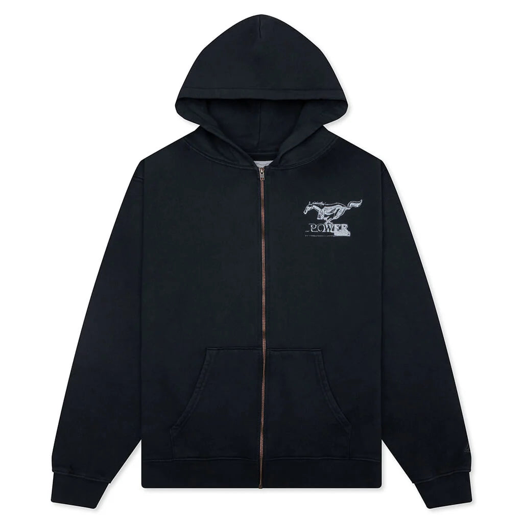 Mustang Cross Zip Up Hoodie Washed Black