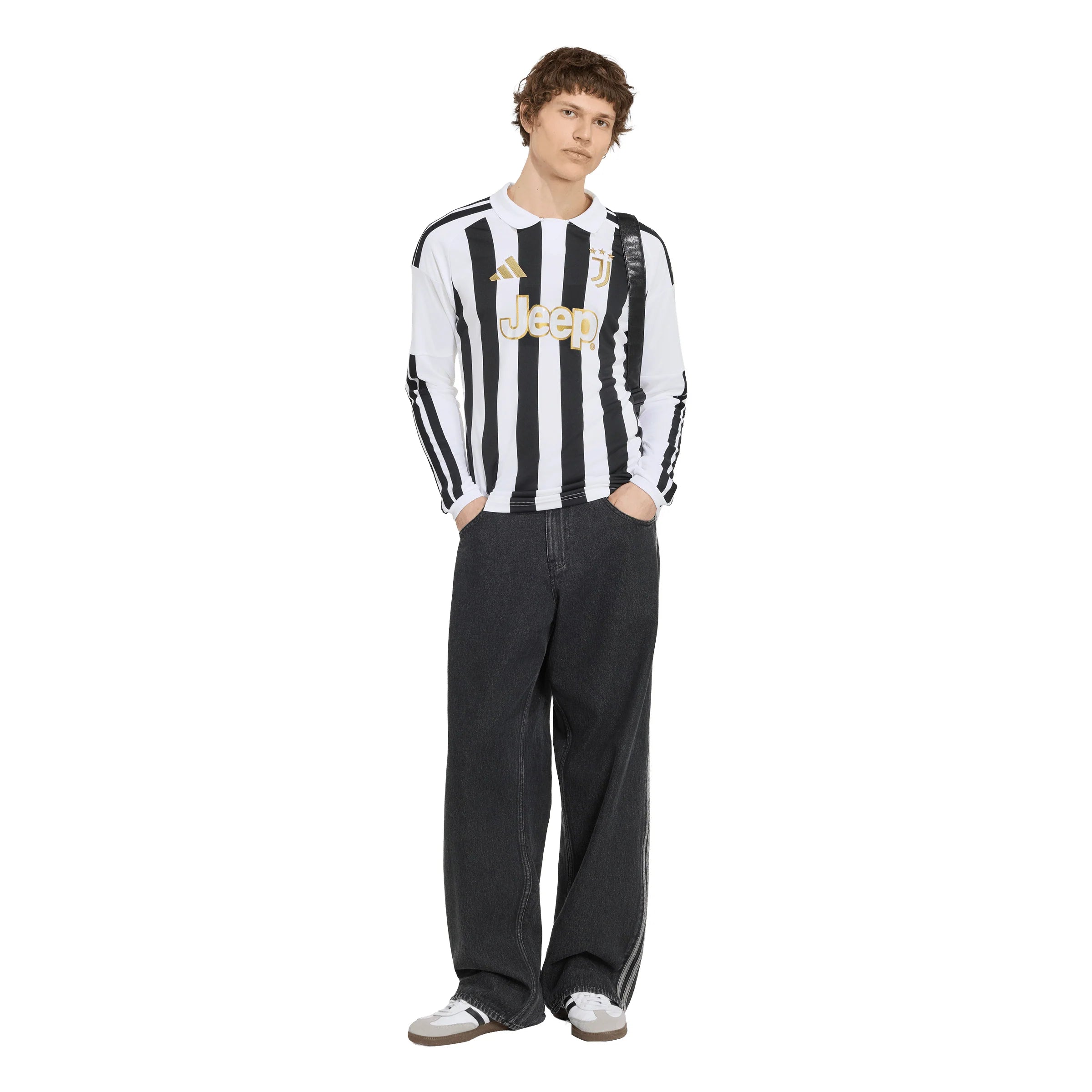 adidas Juventus Home Long Sleeve Mens Soccer Jersey 26 27 White Black