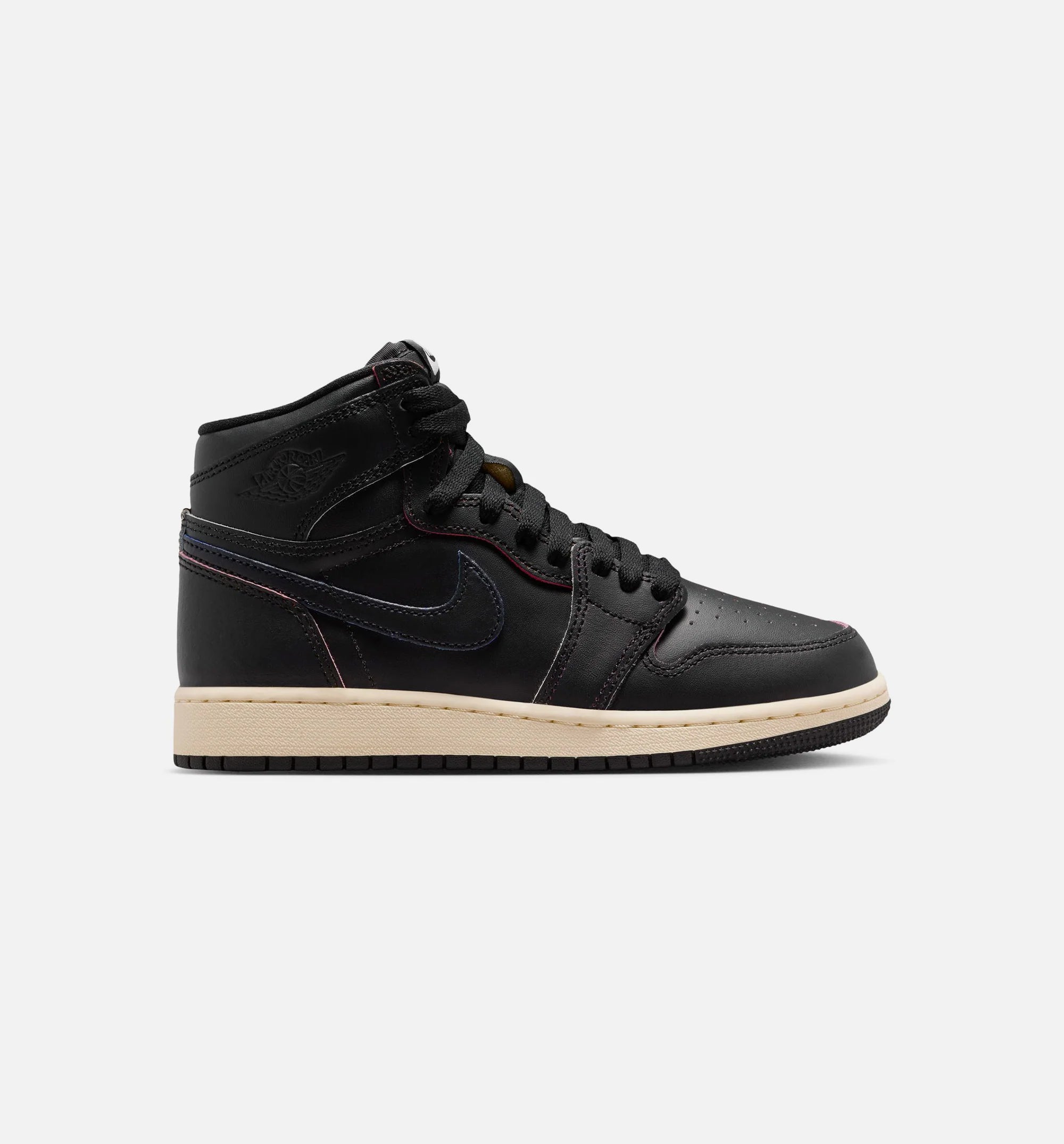 Air Jordan 1 Retro High OG Black and Muslin Grade School Lifestyle Shoe Black Black Muslin