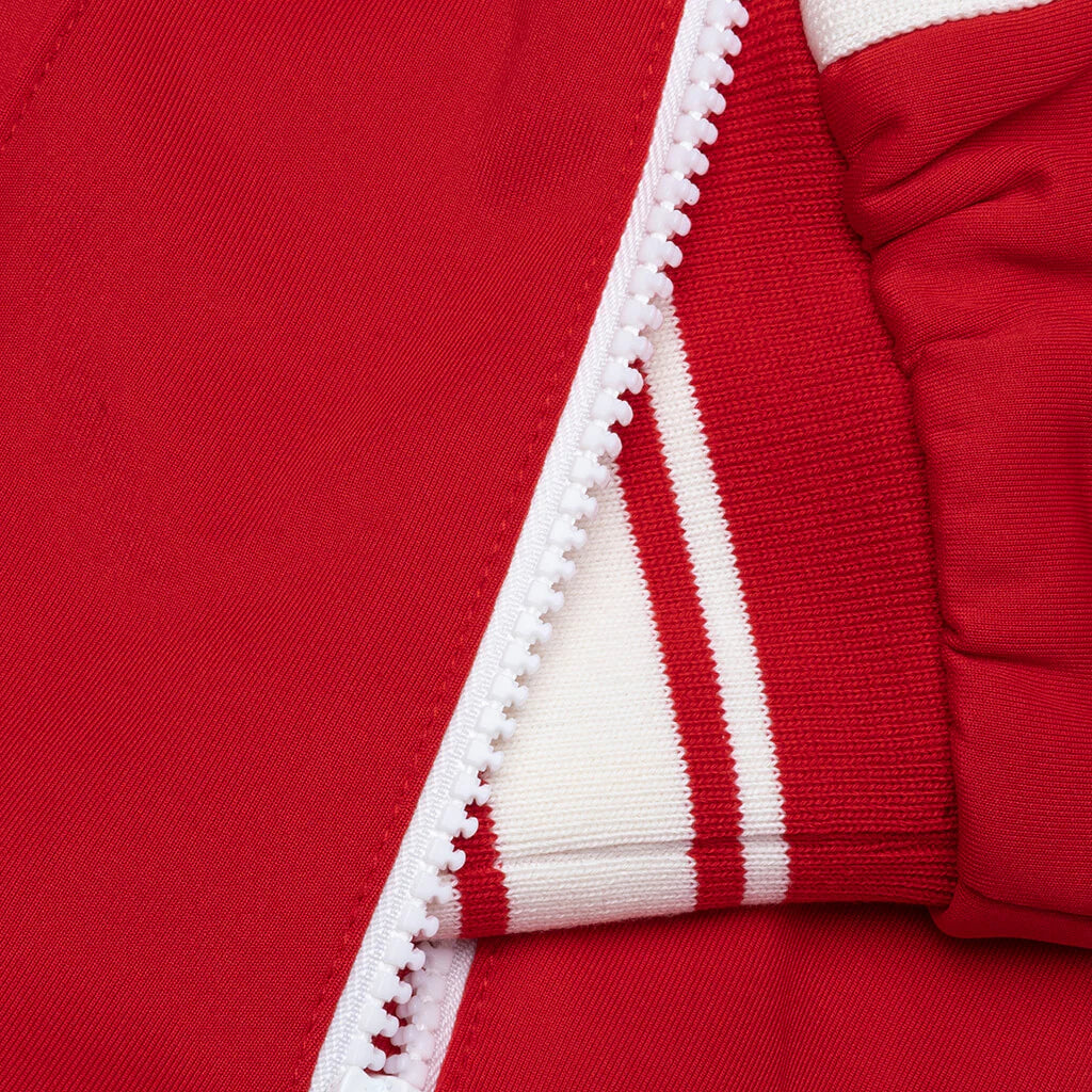 Pin Tuck Half Zip Track Top Red Ecru