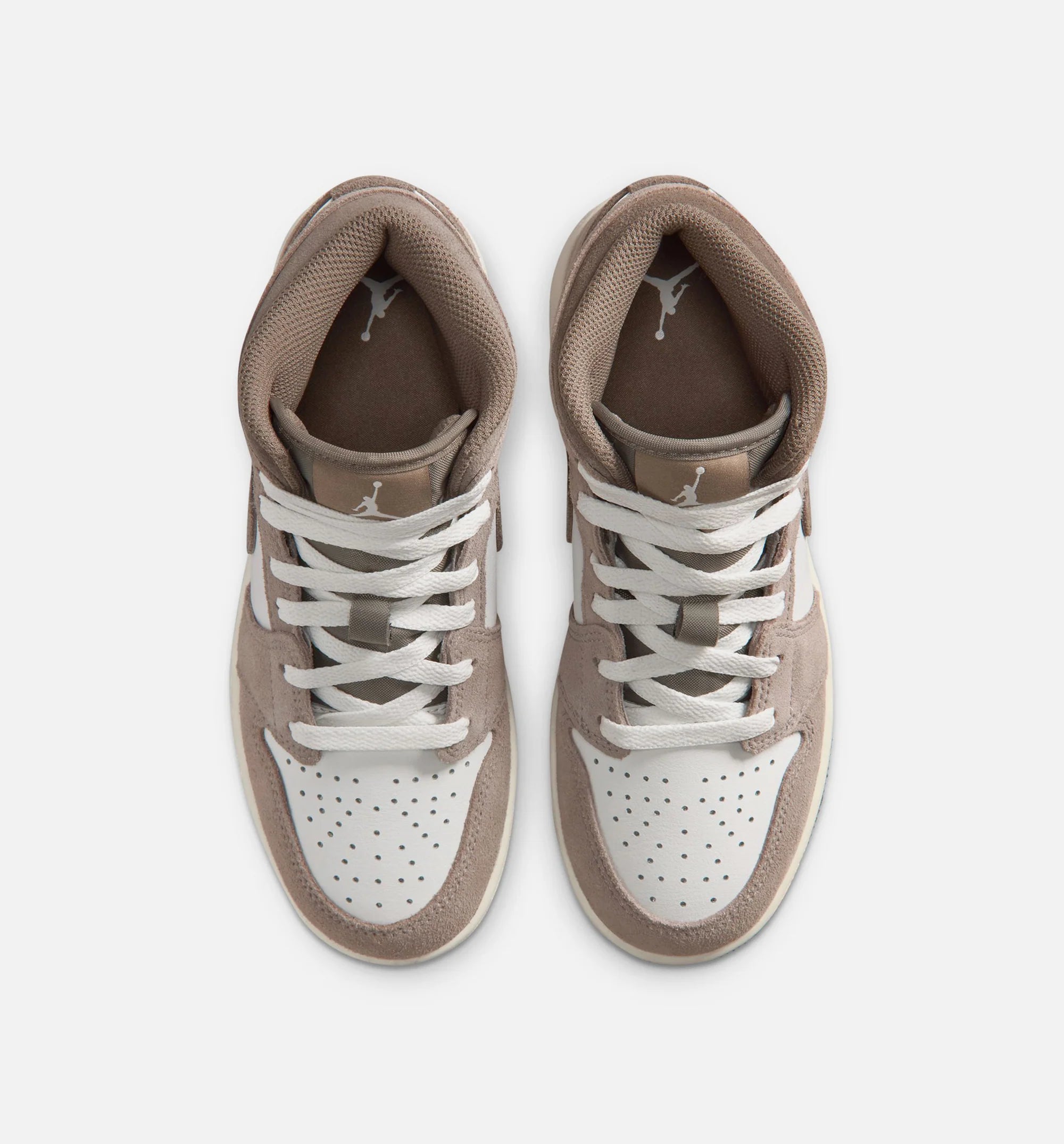 Air Jordan 1 Mid Grade School Lifestyle Shoe Enigma Stone Olive Grey Summit White