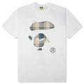 BAPE Check Ape Face Tee White Blue