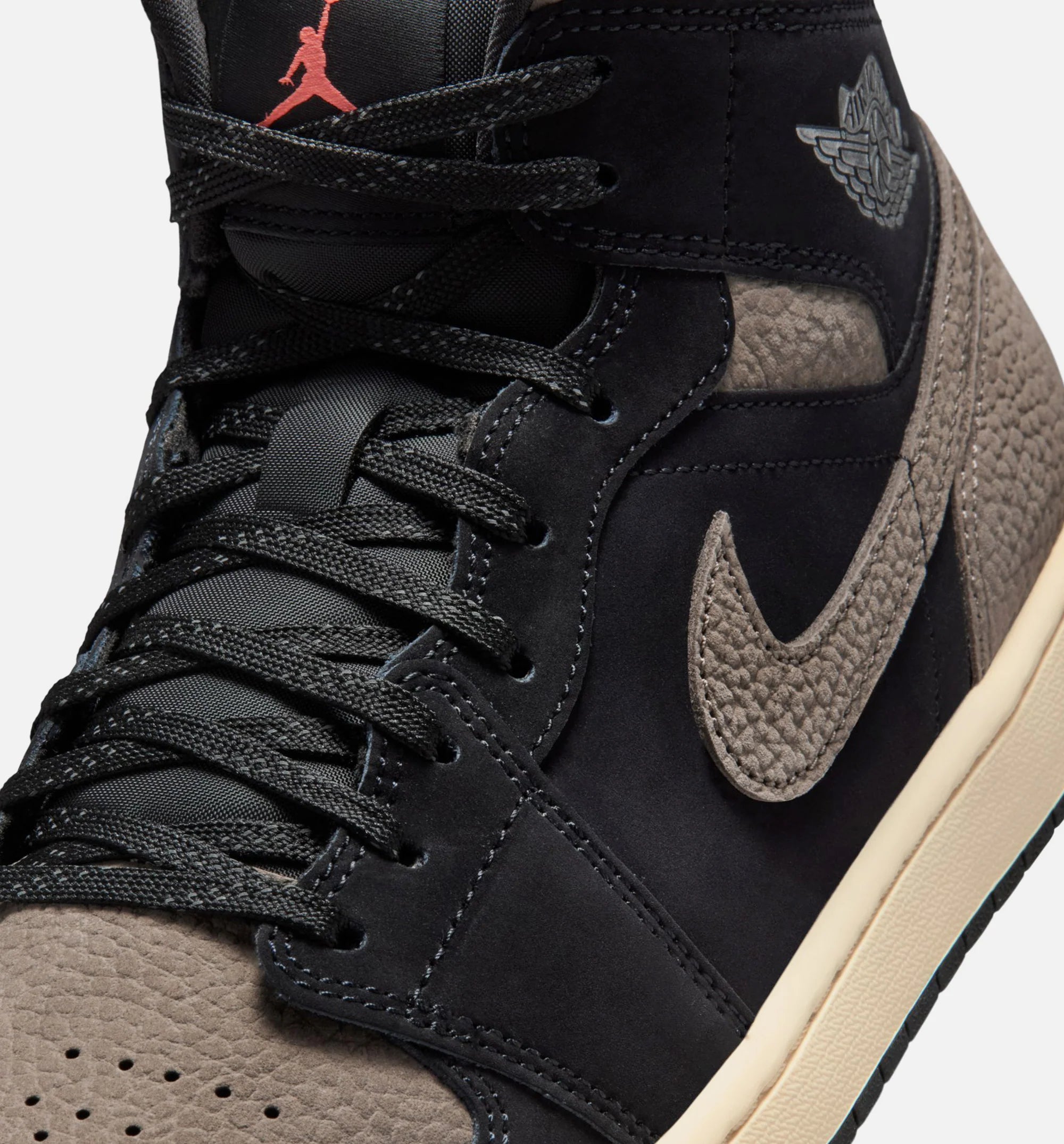 Air Jordan 1 Mid SE Mens Lifestyle Shoe Black Olive Grey Light Wild Mango