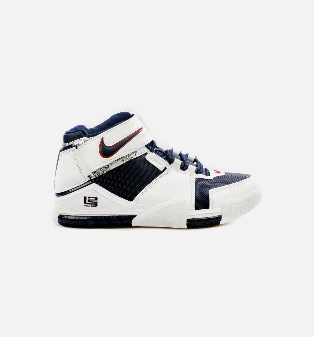 LeBron Zoom 2 Midnight Navy Mens Basketball Shoe White Blue