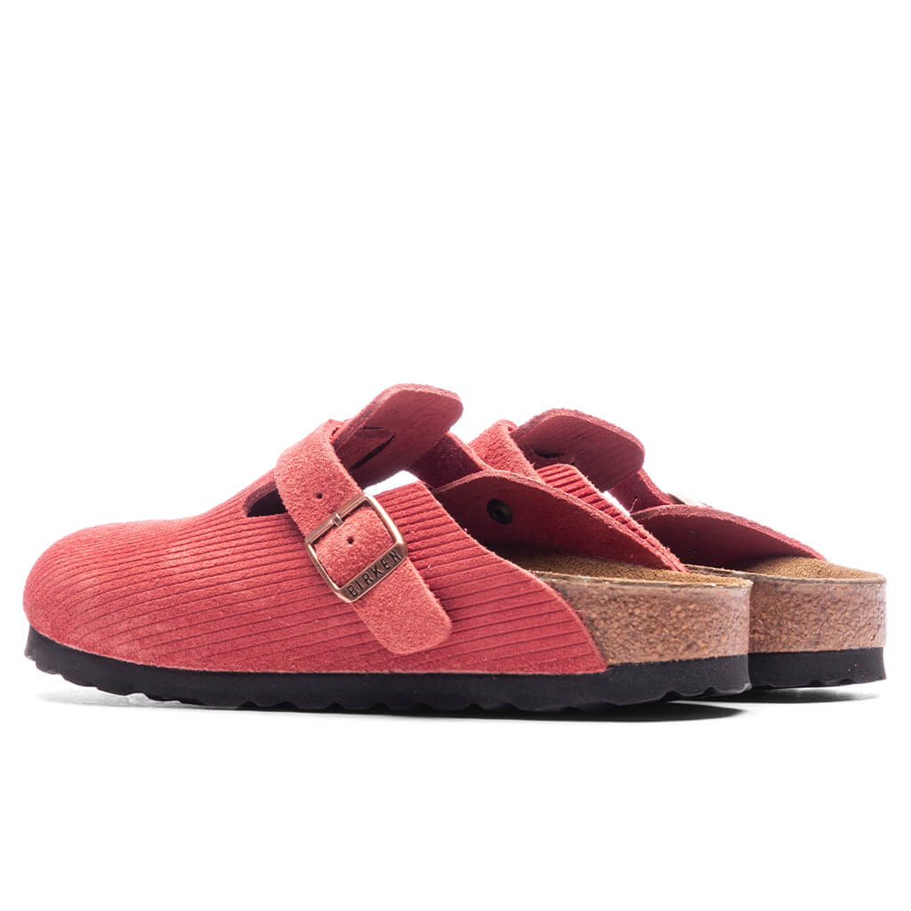 Womens Narrow Boston Suede Embossed Sienna Red