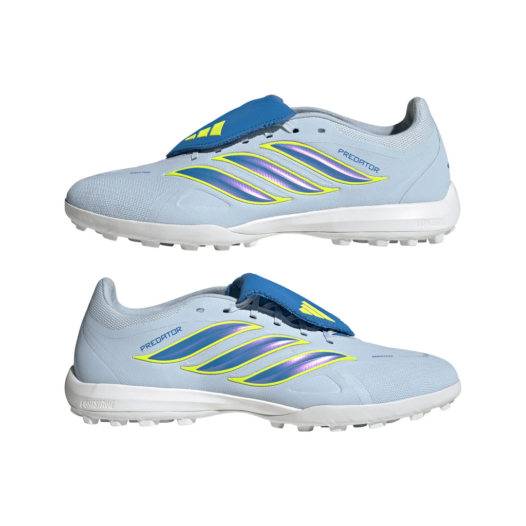 adidas Predator League Fold Over Tongue TF Turf Mens Soccer Cleats Sky Blue Yellow