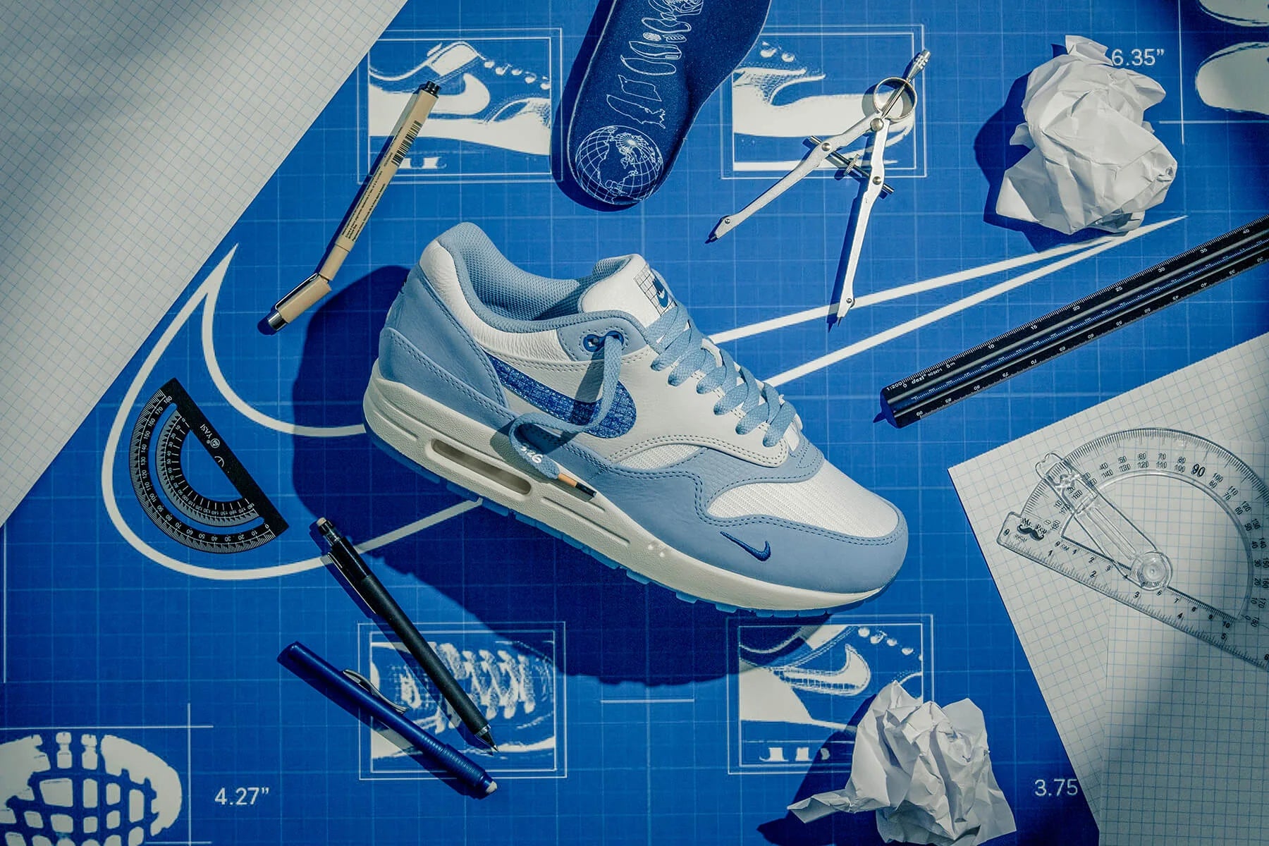 Air Max 1 PRM Blueprint White Dark Marina Blue Leche Blue