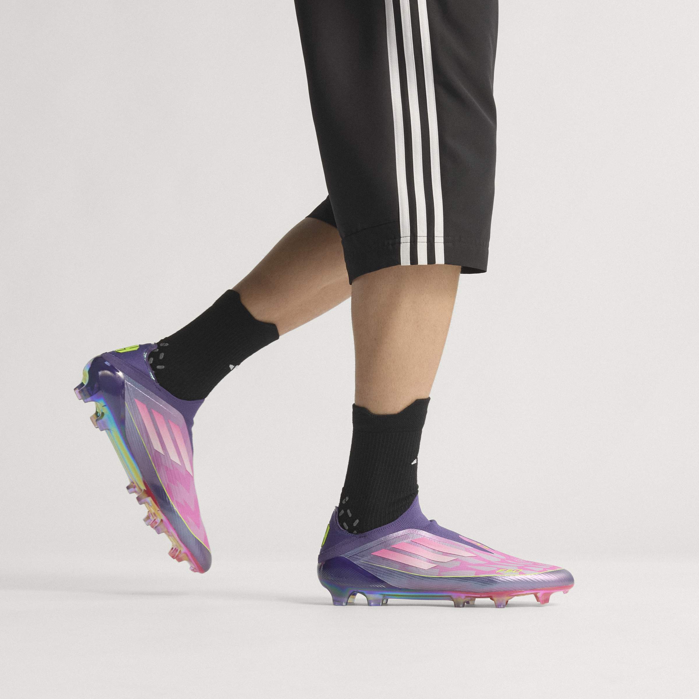 adidas F50 LEAGUE Laceless FG Mens Soccer Cleats Purple White Lemon