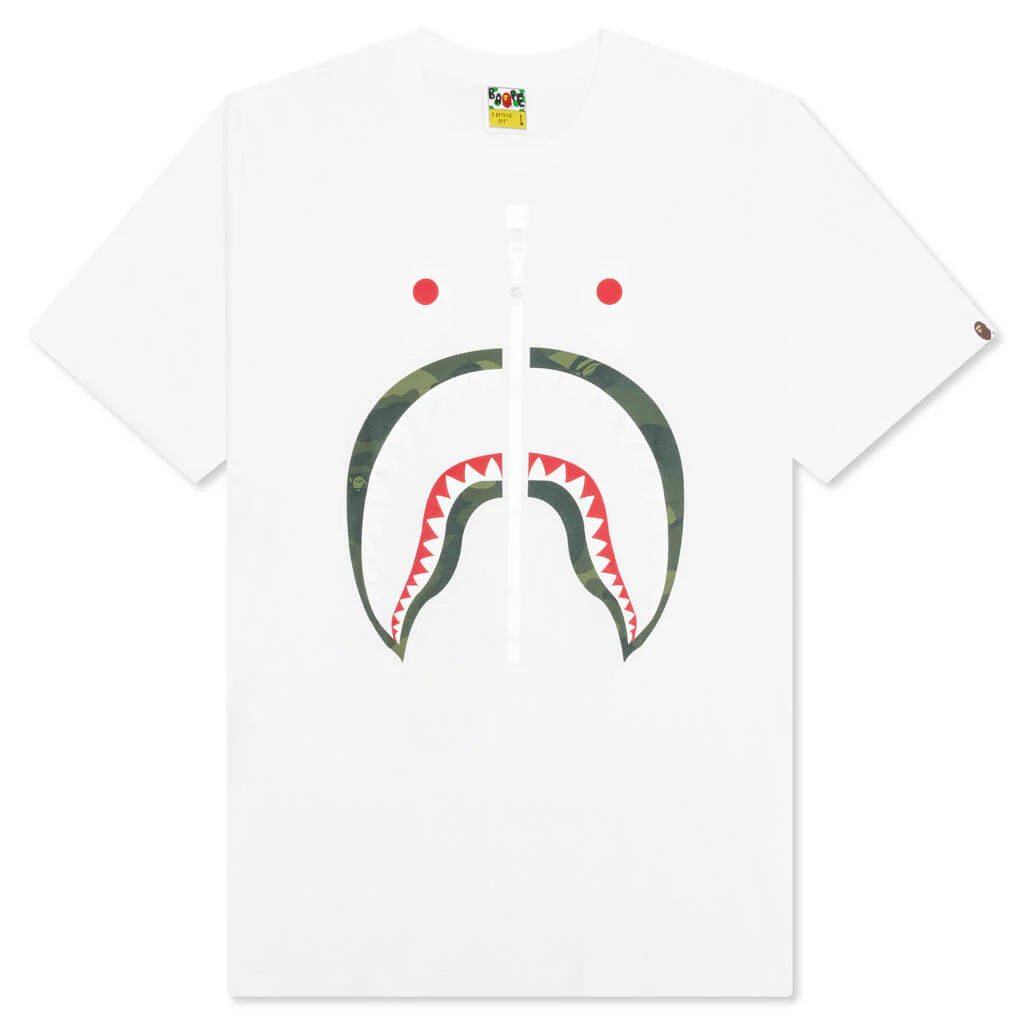 Color Camo Shark Tee White Green