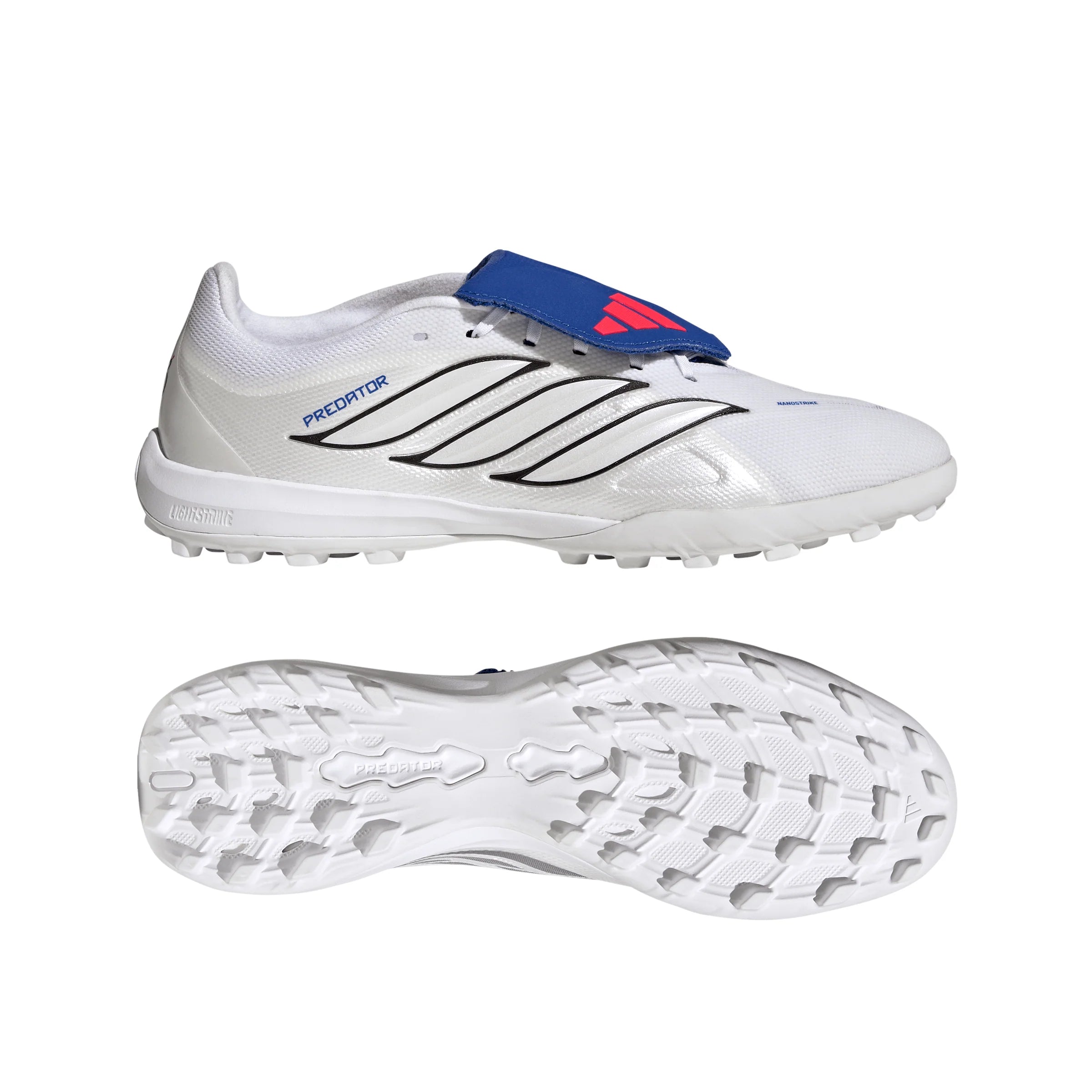 adidas Predator League Fold Over Tongue TF Turf Mens Soccer Cleats White Zero Metallic Blue