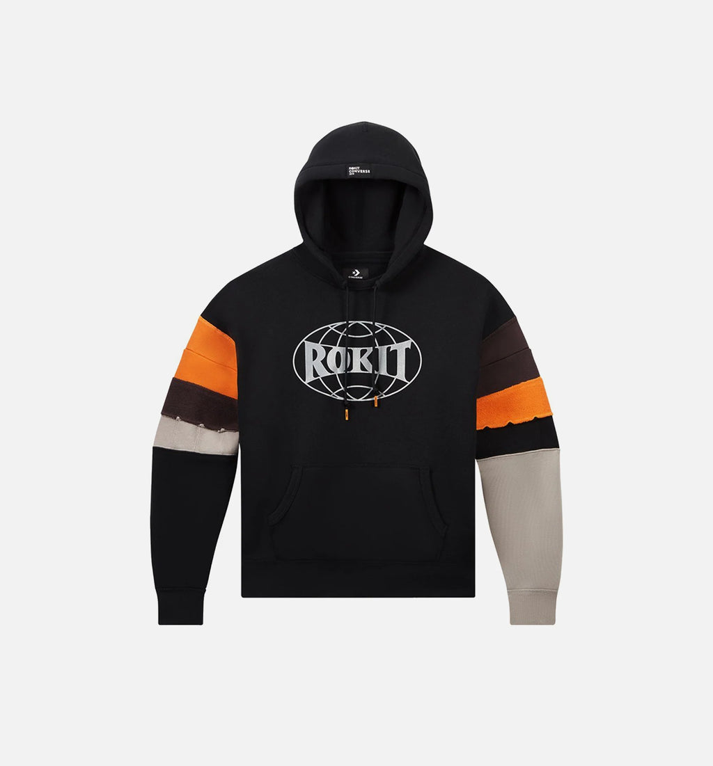 Converse X Rokit Mens Hoodie Black Grey Orange
