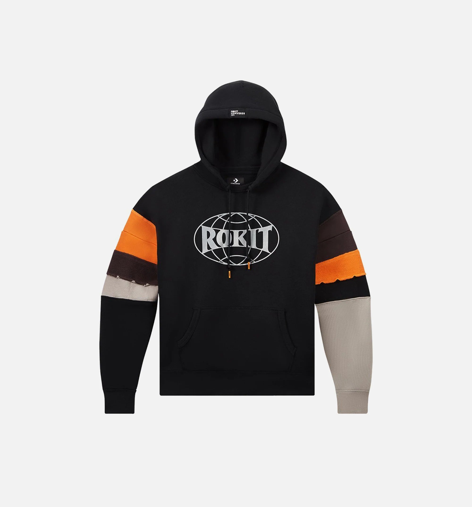 Converse X Rokit Mens Hoodie Black Grey Orange