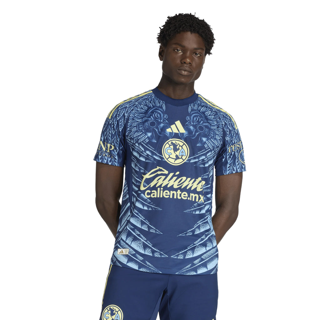 adidas Club América Mens Away Authentic Soccer Jersey 25 26 Blue