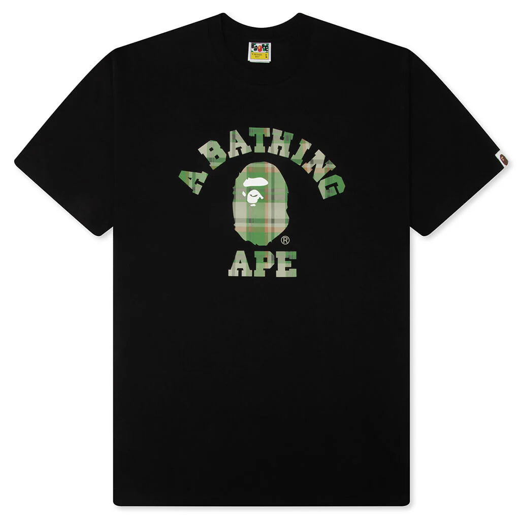 BAPE Check College Tee Black Green