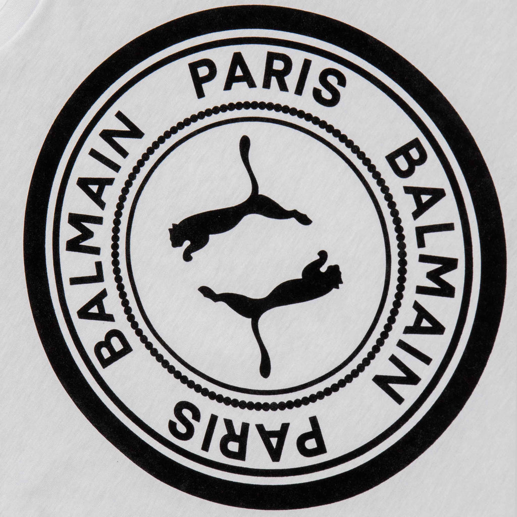 Balmain X Puma Mens Graphic T Shirt White Black