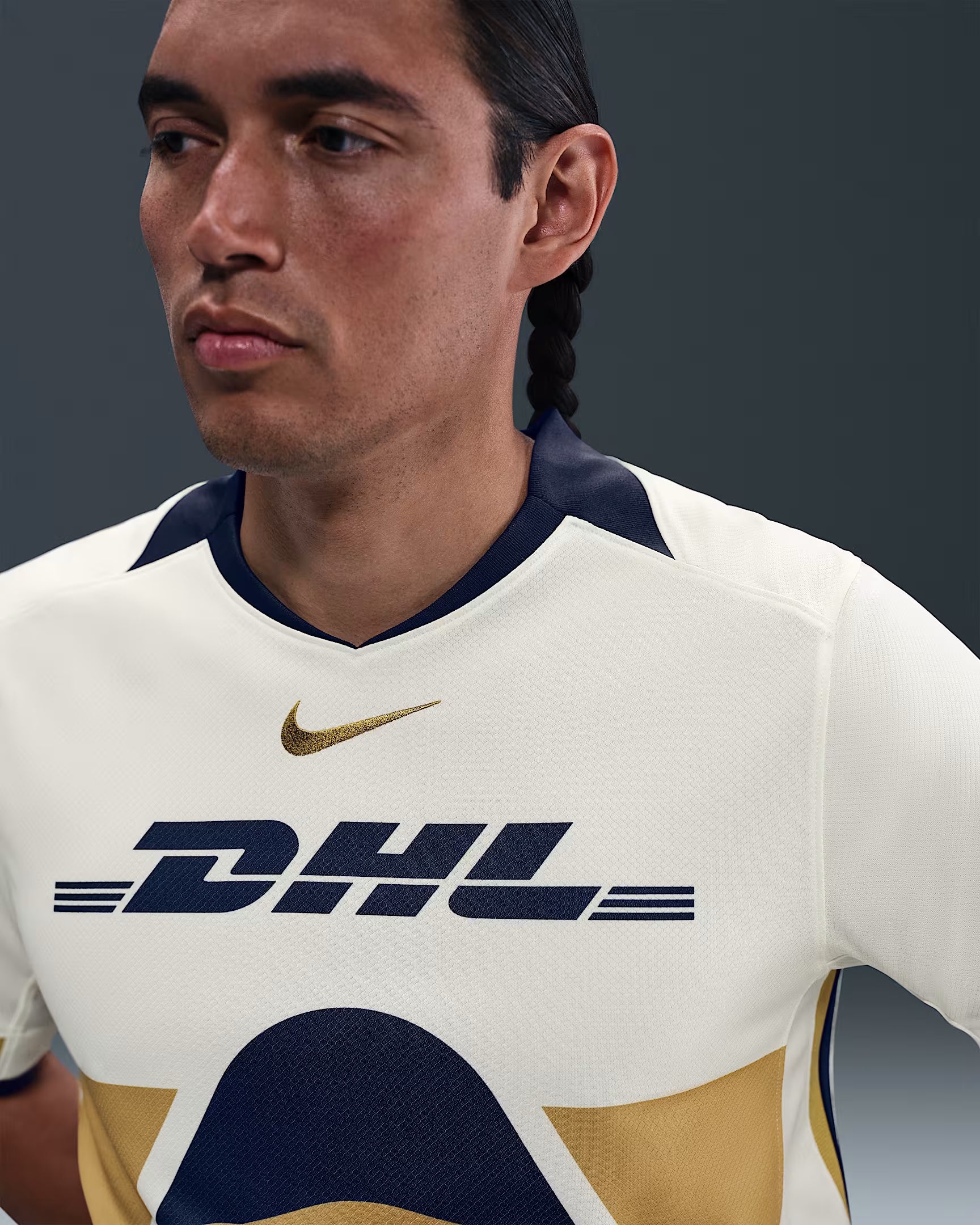 Nike UNAM PUMAS 2025 26 Mens Stadium Home Jersey Sail Club Gold