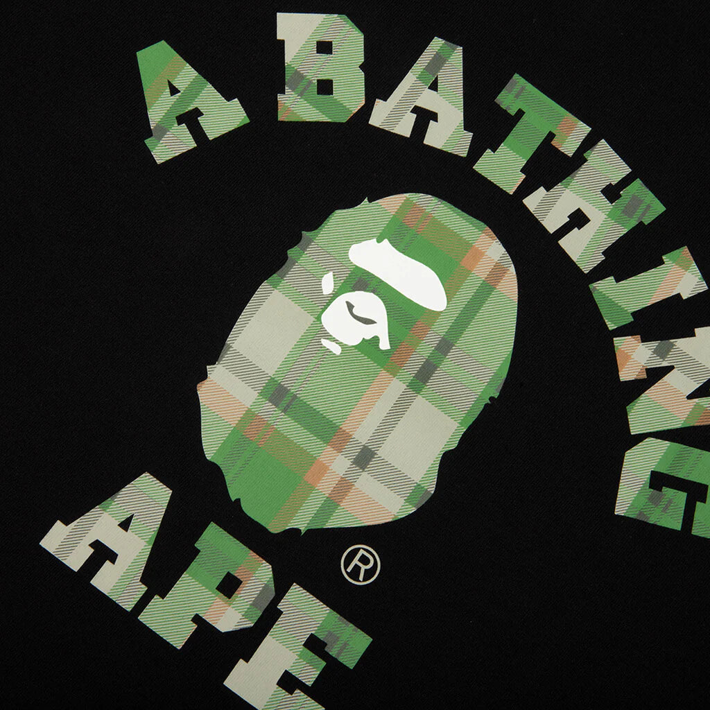 BAPE Check College Tee Black Green