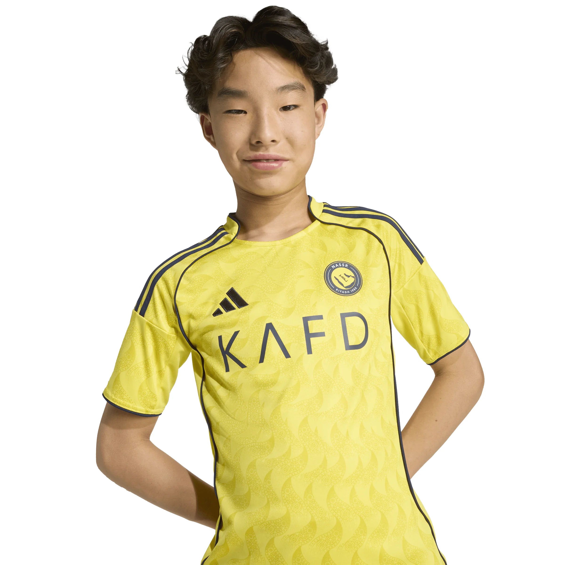 adidas Al Nassr FC Home Youth Soccer Jersey 25 26 Yellow Blue