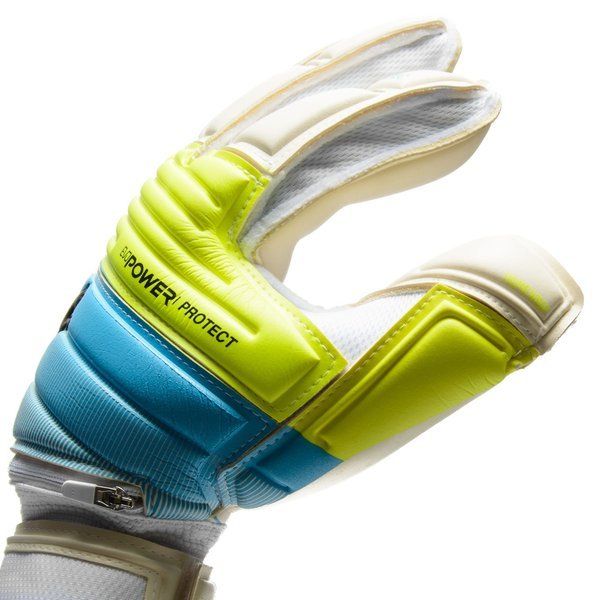 PUMA EvoPower Protect 13 Goalkeeper Gloves White Atomic Blue Safety Yellow