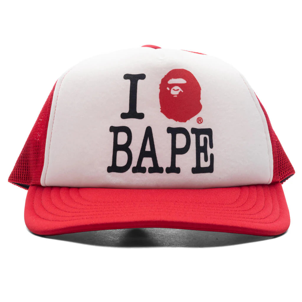 I Love Bape Mesh Cap Red