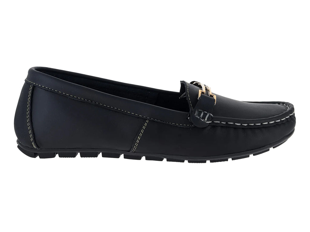 Mocasines Luna Rosa Piel Negro para Mujer