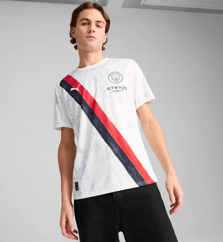 PUMA Manchester City KidSuper Mens Soccer Jersey White Black