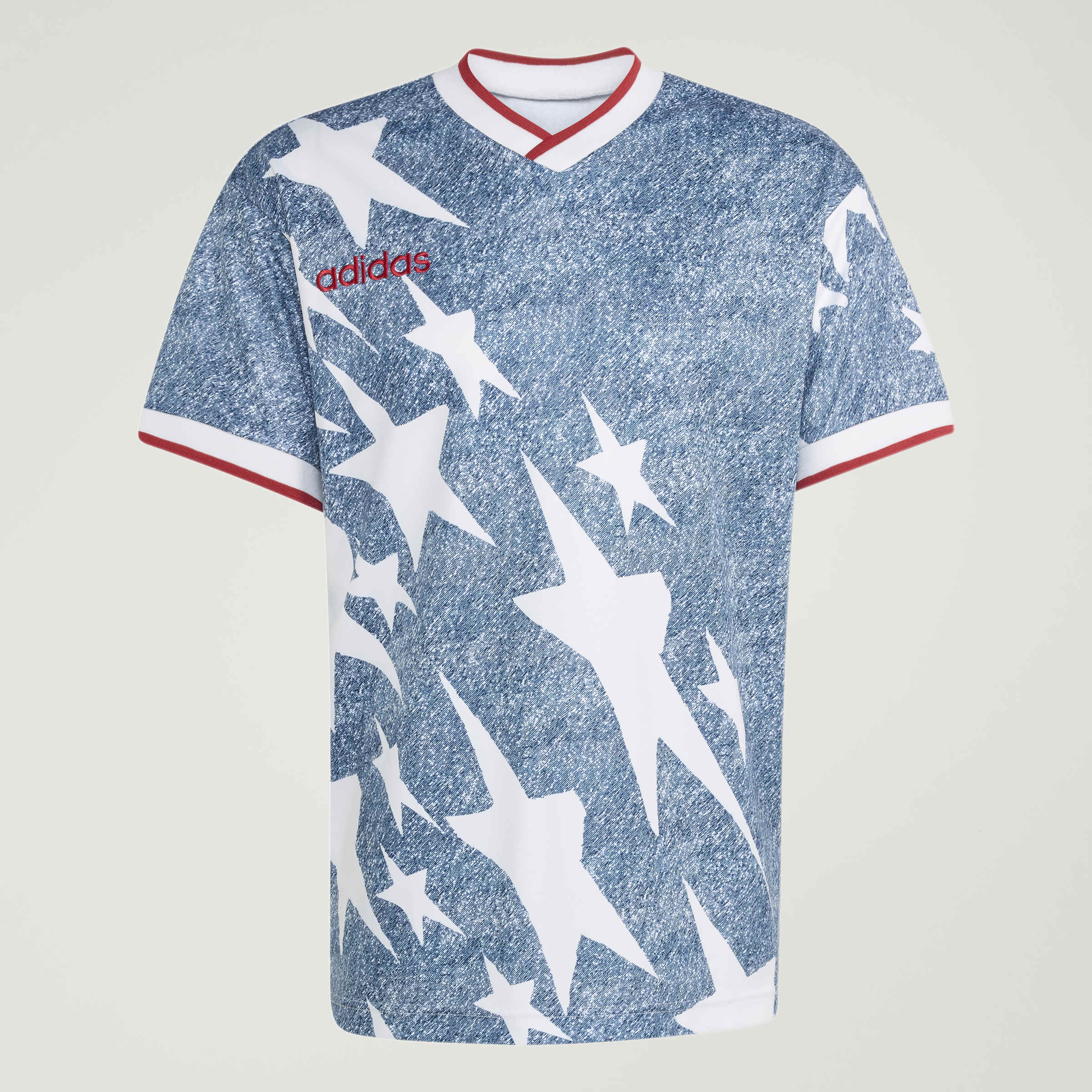 adidas Denim Graphic Soccer Jersey White Blue