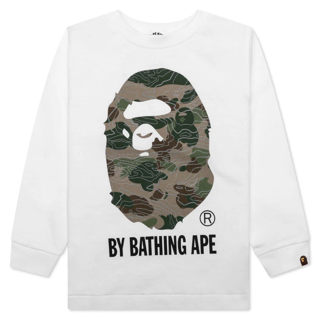 Kids Layered Line Camo by Bathing Ape L S Tee White Beige