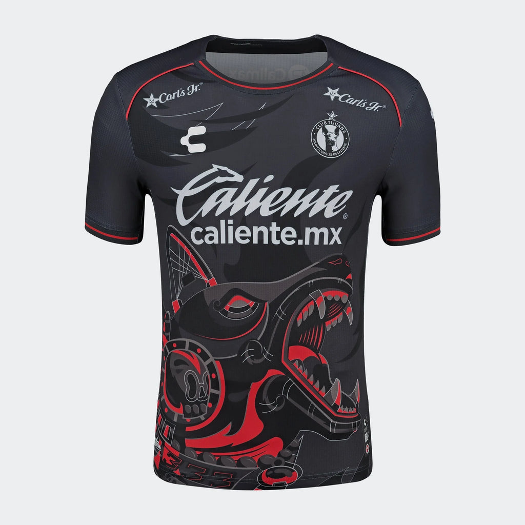 Charly Mens Xolos Third Jersey Authentic 24 25 Black Red