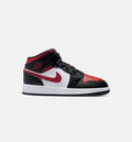 Air Jordan 1 Mid Grade School Lifestyle Shoe Black Red