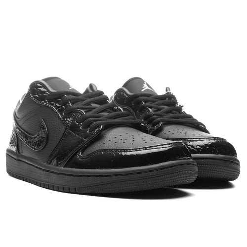 Womens Air Jordan 1 Low SE Black Black White Metallic Silver