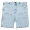 Double Knee Short Blue Heavy Stone Bleached