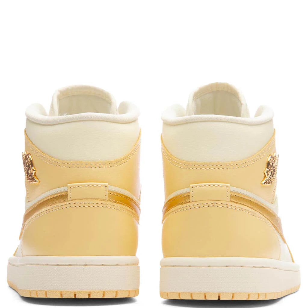 Womens Air Jordan 1 Mid SE Pale Vanilla Metallic Gold Coconut Milk