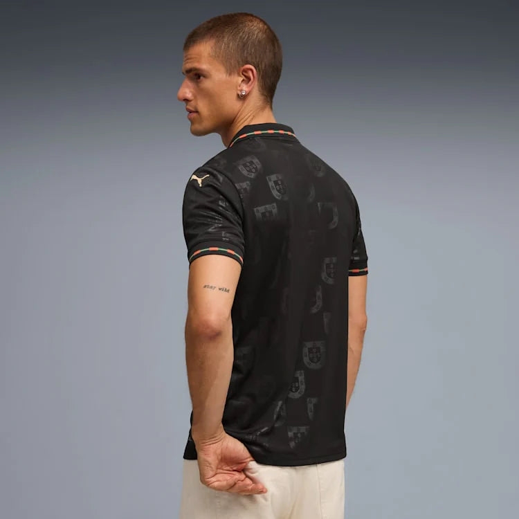 PUMA Portugal Special Edition Mens Soccer Jersey 25 26 Black Gold